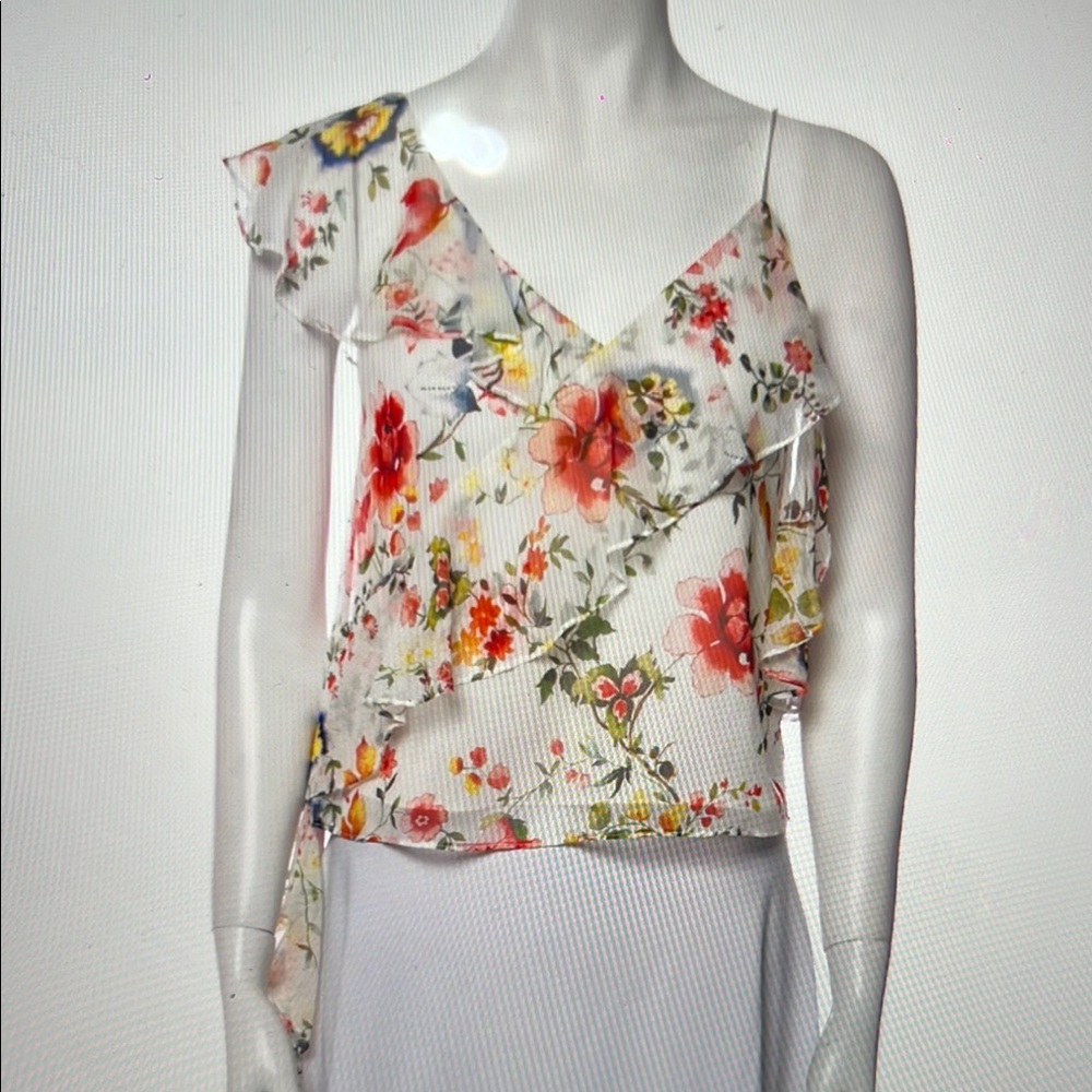 Alice + Olivia Floral Asymmetrical Ruffled Camisole 168.